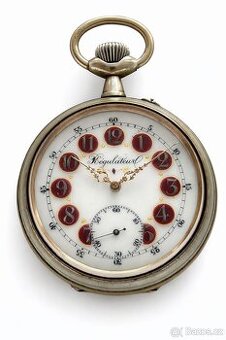 Staré švýcarské kapesní hodinky s lokomotovou. Doprava 0