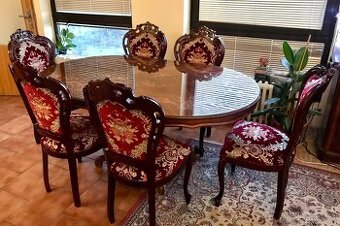 Jídelní set Ludwik 1,8m + 6 židlí plastický vzor – JS6.47