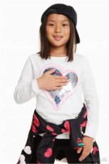 Desigual - Bílé triko s měnícím srdcem 158/164 - 1