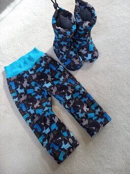 Softshellové prodloužené kalhoty a capáčky do nosítka - 1