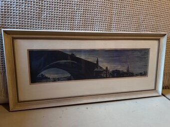 Panoramatický obraz – Karlův most při západu slunce,J. Mácha