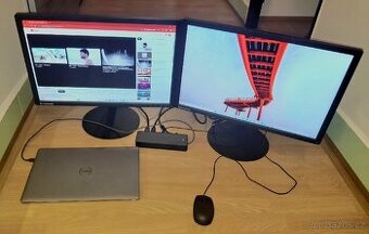 Homeoffice sestava – 2× monitor Lenovo + dokovací stanice HP
