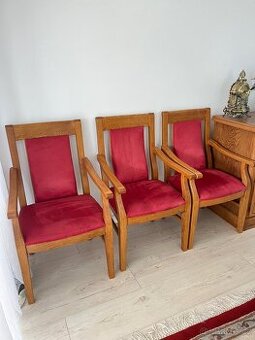 Prodám 8 ks dubové židle masiv se semišovým potahem