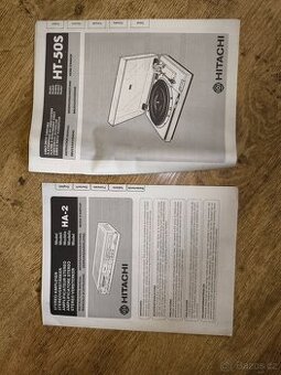 Originální návod ke gramofonu a zesilovači Hitachi,čti popis
