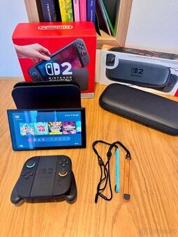 Nintendo Switch 2 - TOP stav v záruke + obal + 2x grip set