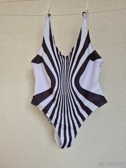 Nové dámské jednodílné černobílé plavky
