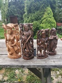 Dřevořezby bohů, Krišna, Šiva, Sarasvati, Lakšmí - 1