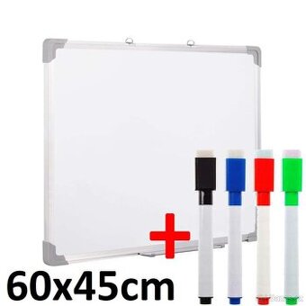 Whiteboard- bílá magnetická tabule 60x45cm + popisovače