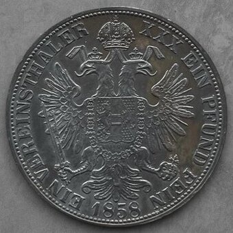 Strieborný Spolkový Toliar - František Jozef I. 1858 B
