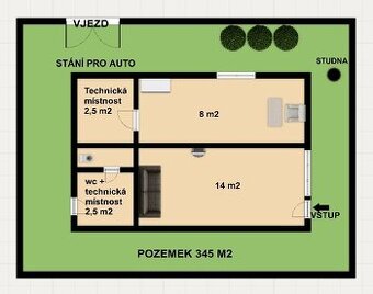 Prodej zděné chaty 27 m2 s pozemkem 345 m2