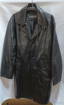 Luxusní černý kožený kabát Mauritius