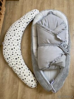 Péřová zavinovačka XXL, hnízdečko XXL a kojící polštář