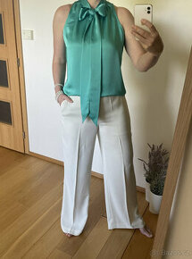 Nové volné bílé elegantní kalhoty s puky Ralph Lauren 40