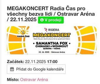 Megakoncert Ostrava Ego Vesna Queenie 22.11.2025