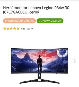 Prodám herní monitor Lenovo Legion