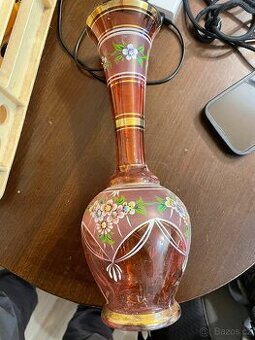 Skleněná váza s ruční malbou