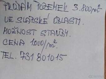Prodám pozemek Slapy