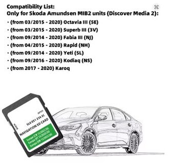Navigace nejnovější Mapy Škoda Amundsen MIB2 EU 2025 - 2026
