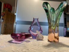 Historické barevné hutní sklo - designové - 1