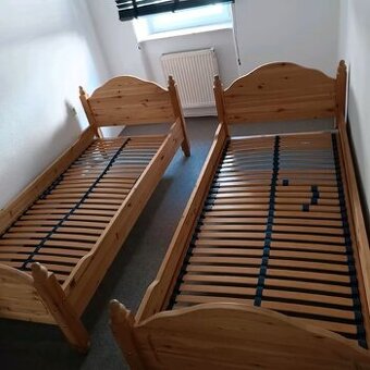Postel dřevěná 2ks, dřevěné postele - lamelové rošty