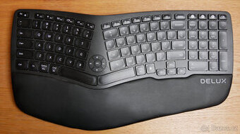 ergonomická klávesnice Delux, bezdrátová, podsvícená