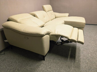 Nová relax rohová sedačka kůže NEW EVA krémová