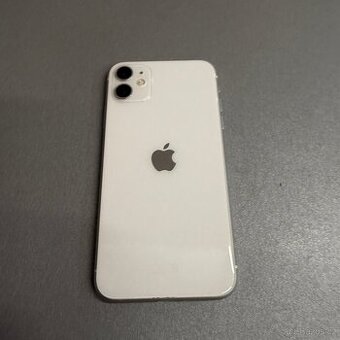 iPhone 11 128GB bílý, 100% baterie, pěkný stav, rok záruka