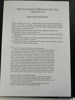 TSP testy zkušební / doučování na přijímačky na VŠ