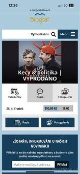 Prodám 2x lístek na kecy politika