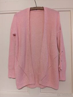 Krásný růžový svetřík/cardigan - uni velikost