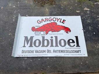 Smaltovaná cedule Mobiloil, oboustranná