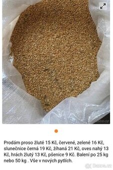 Proso, hrách, slunečnice