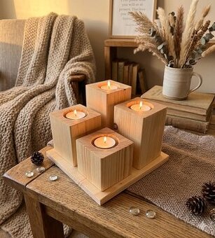 Smrkový masivni svícen – ruční výroba