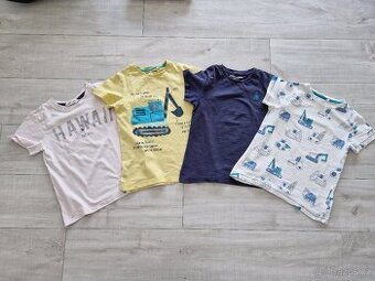 4 trička 122/128, 3 s bagrama Next +1 x H&M