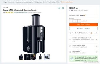 Odšťavňovač / Smoothie Robot - Braun J500 - PC: 3000 Kč+