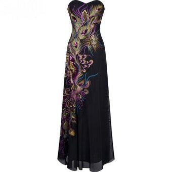 Nové dámské luxusní večerní šaty s vyšívaným vzorem