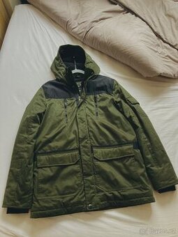 Khaki moderní teplá zimní bunda - 1