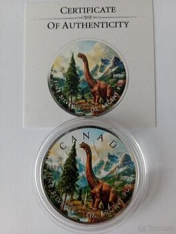 Stříbrná , číslovaná mince Dinosaurus Canada-více druhů