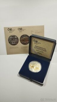 Stříbrná pamětní 500kč mince. Tramvaj T9, certifikát,stříbro