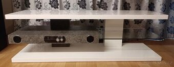 TV stolek bílý lesklý