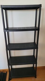 OBI Plastový regál 176,5 cm x 74,5 cm x 32 cm, 5 polic černý