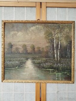 obraz PARTIE OD PŘÍVOZCE U DOMAŽLIC, olej, sign. L. Vraný