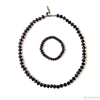 Nový fialový náramek a náhrdelník v sadě