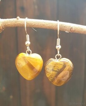 Náušnice srdce z Tygřího oka