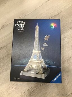Puzzle 3D led svítící Eiffelova věž nerozbalená