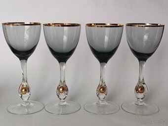 Luxusní sklenice Zlatá Zuzana, retro skleničky, ČSSR