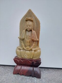 Starožitná Soška Budhy jemná řezba Mastek