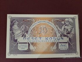 10 K 1919 Ivančice, nevydaná výroční bankovka STC , Mucha