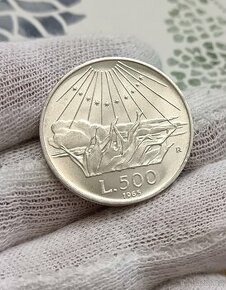 Stříbrná 500 Lira 1965 Top stav