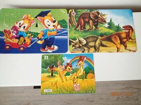3x nové puzzle (Chip a Dale, pravěká zvířata a Bambi)